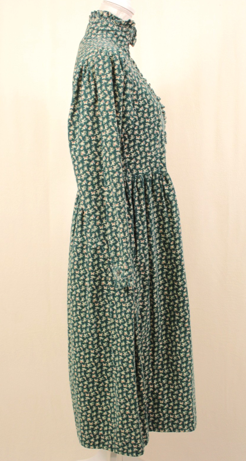 VTG Women’s 80s 90s Green Floral Laura Ashley Corduroy Maxi Dress XS/S