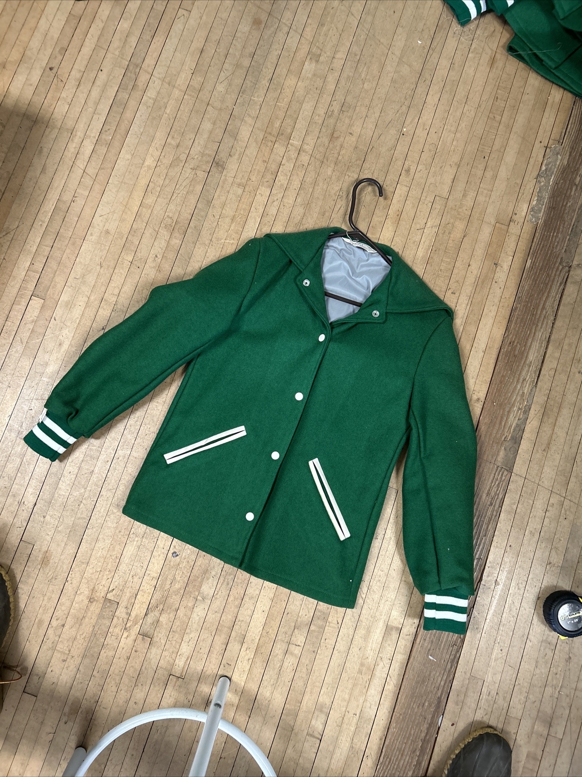 vintage Deerfoot letterman jacket ladies with hood size Small Wool USA Made