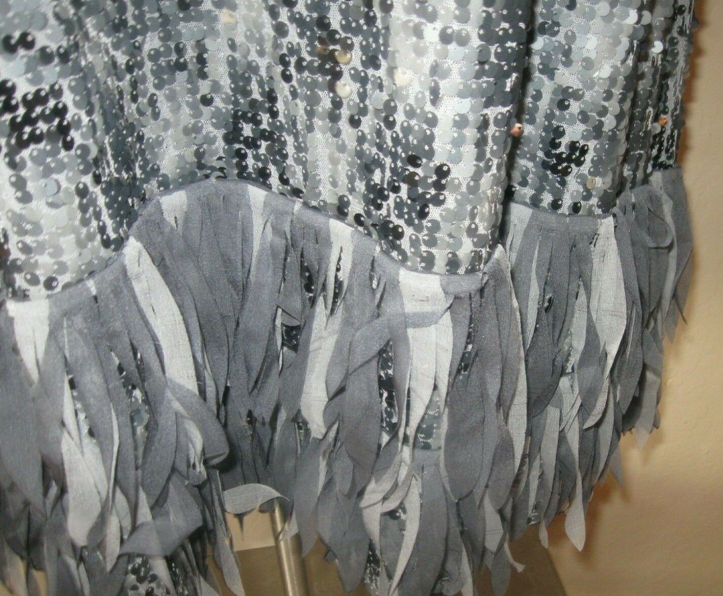 Vintage Silver Sequin Dress Ignite Evening wispy Sparkle Glitzy Dance Dressy 24W