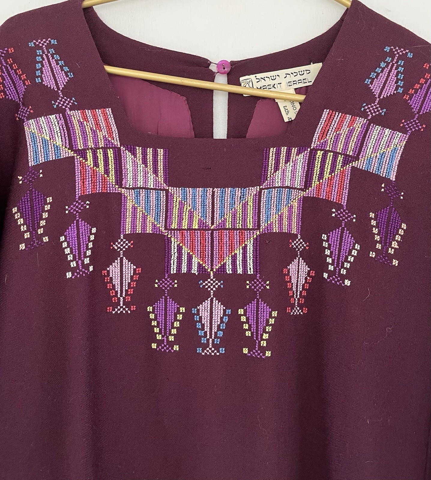 Vintage 1972 Hand Embroidered Wool Ethnic Caftan 70s Kaftan
