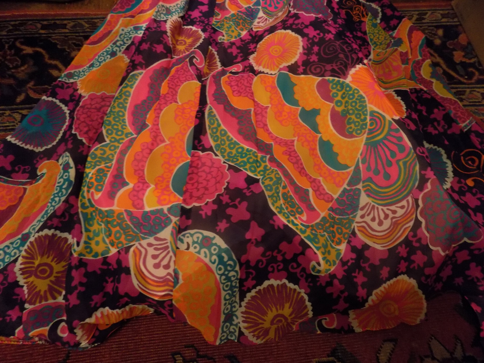 Don Luis vtg Halter Maxi Dress & Sheer Jacket BOLD Groovy Purple Orange Pink M