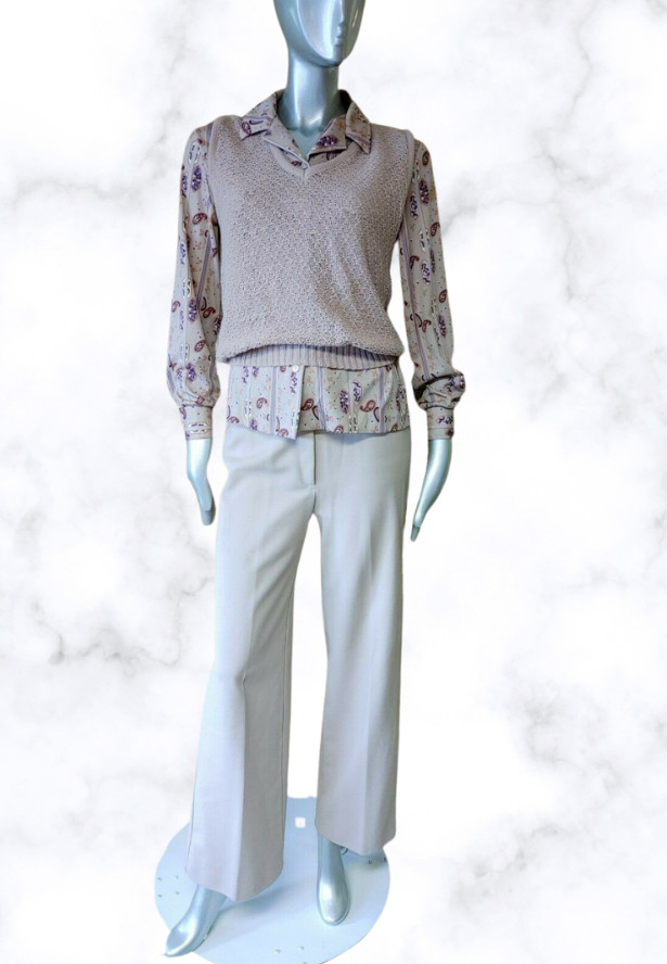 Vtg Fire Islander 3 Pc Button Down Paisley Shirt- Pants & Vest Set Size 7/8 Pink