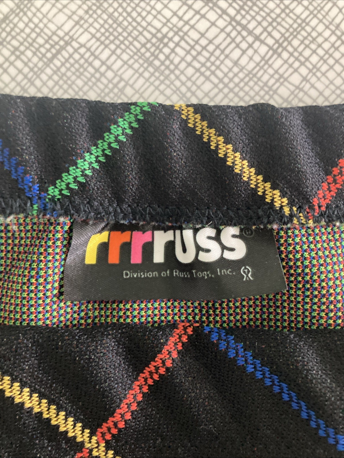 Vtg 70s rrrruss Russ Togs Rainbow Windowpane Plaid Maxi Skirt Black EUC 7020