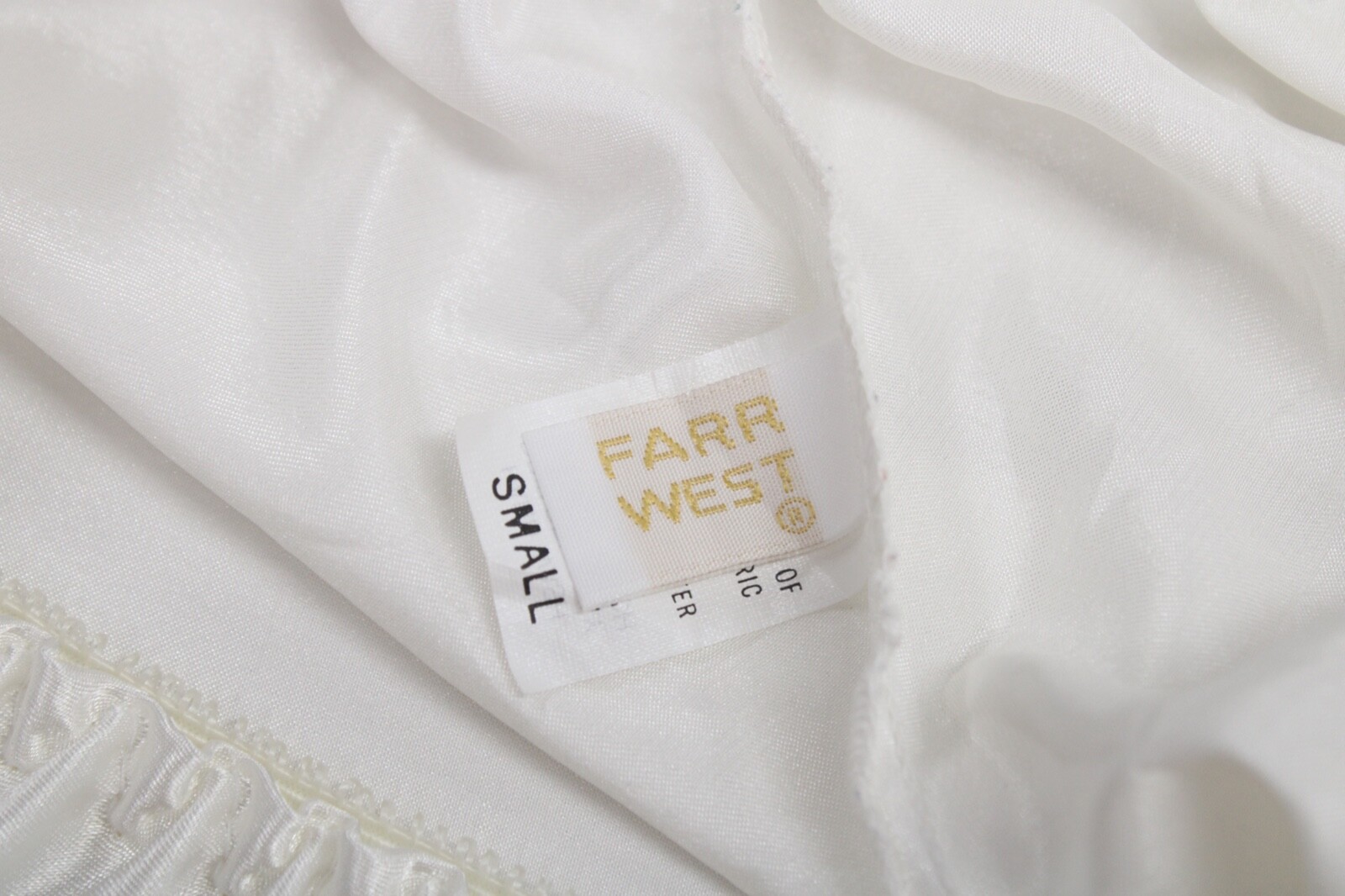 Vintage Farr West Half Slip sz S White Glossy Shiny soft Satin USA EUC