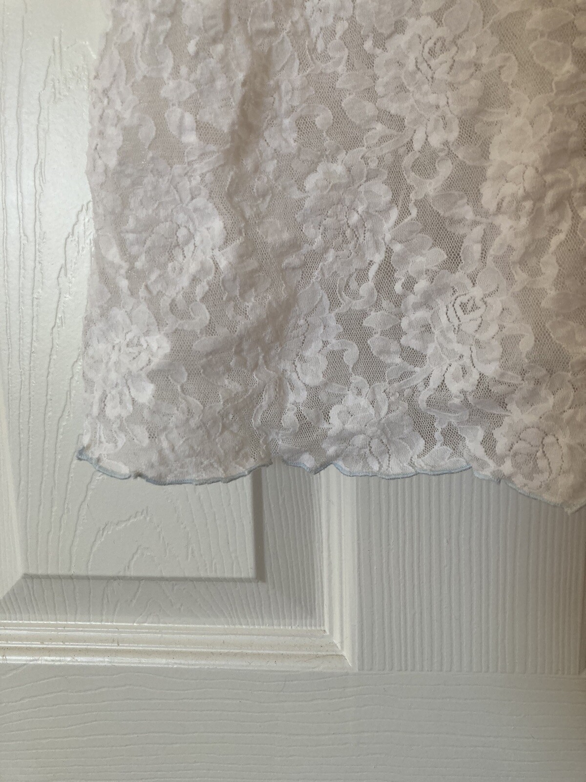 Vintage Hanky Panky Nightgown S White Blue Ribbon Accent Bridal Coquette Y2K 90s