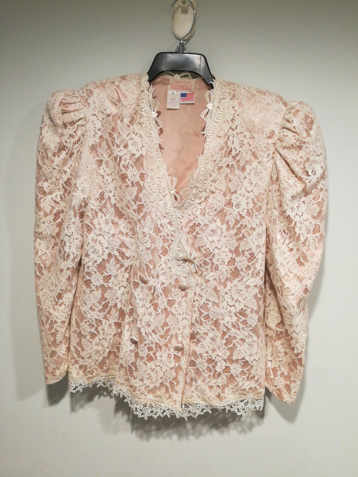 Vintage Susan Lane’s Country Elegance Victorian Lace Sz L Double Breasted Blazer