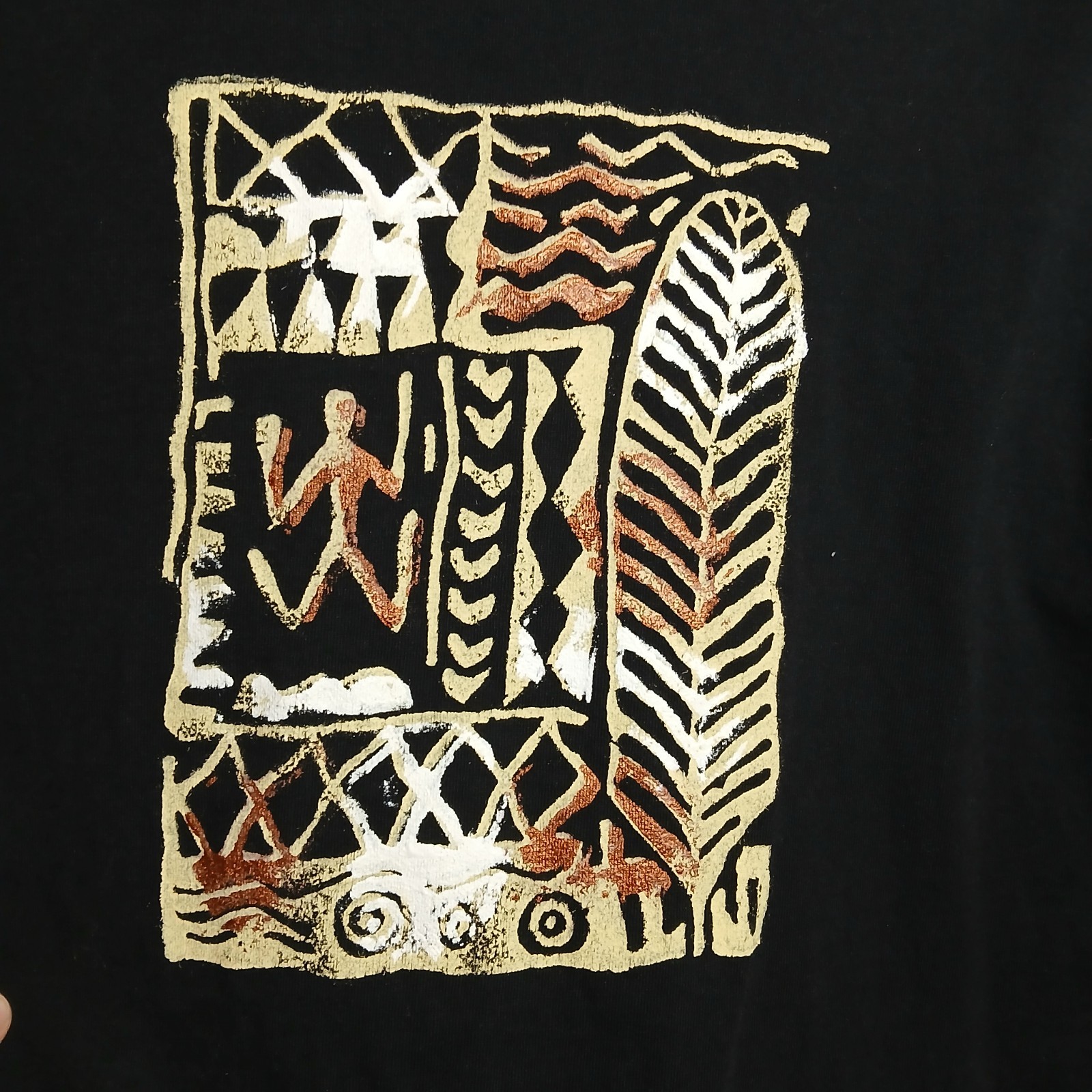 Vtg On The Rocks California Women’s Cotton Shirt, Boho/Tiki Print