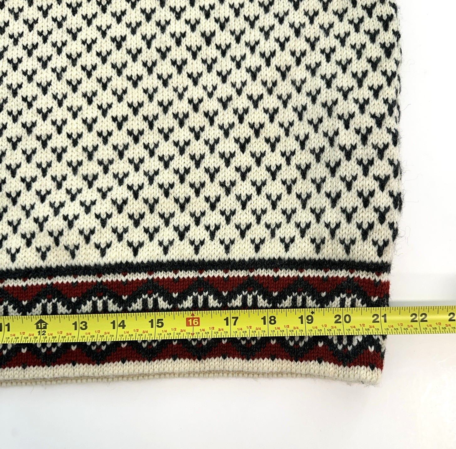 VTG Lands End Nordic Fair Isle 100% Wool Sweater Mens Sz Med Ski Made in Norway