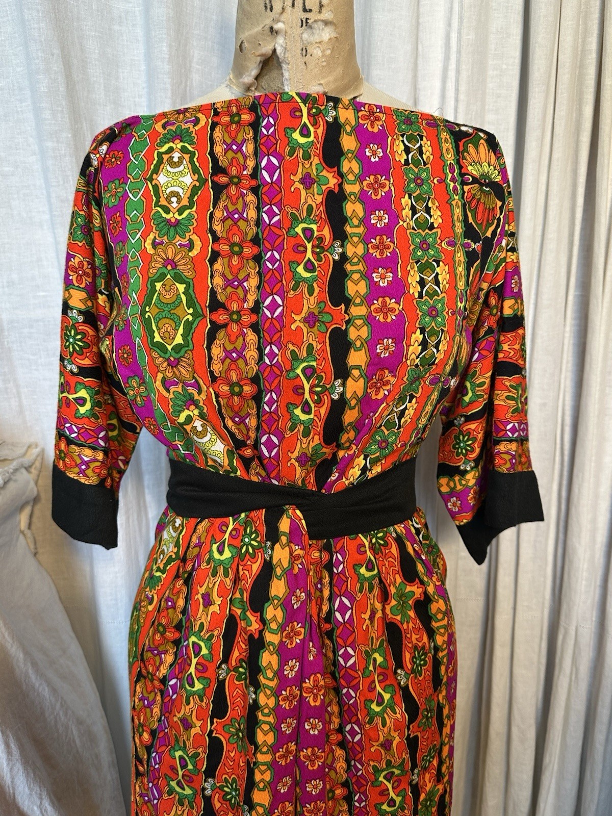 Mod Vintage Colorful Womens Long Dress Sz XS-S Pre-owned
