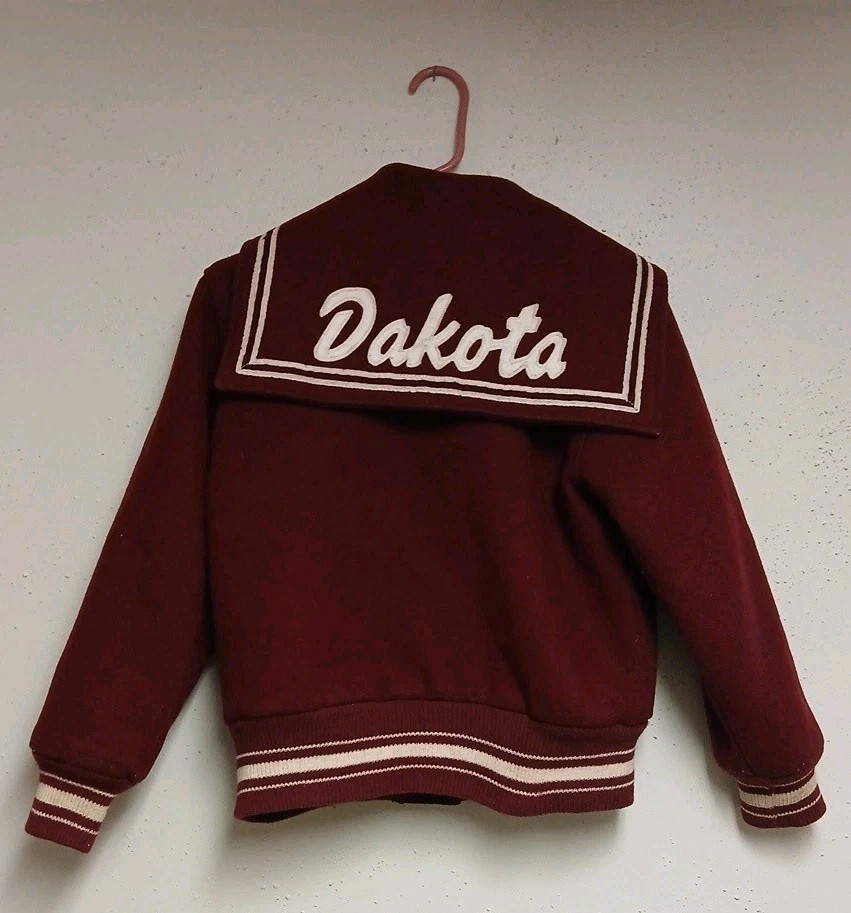 Vintage BURGUNDY DAKOTA Wool Varsity Jacket Youth 16 Or Junior XS
