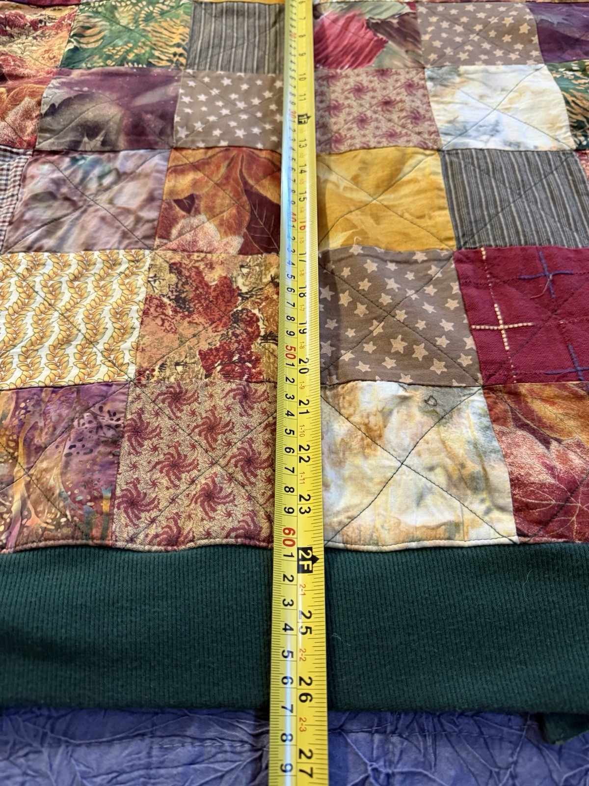 Vtg Handmade Quilted Patchwork Jacket Fleece Lined Boho Fall Grandma-Core XL EUC