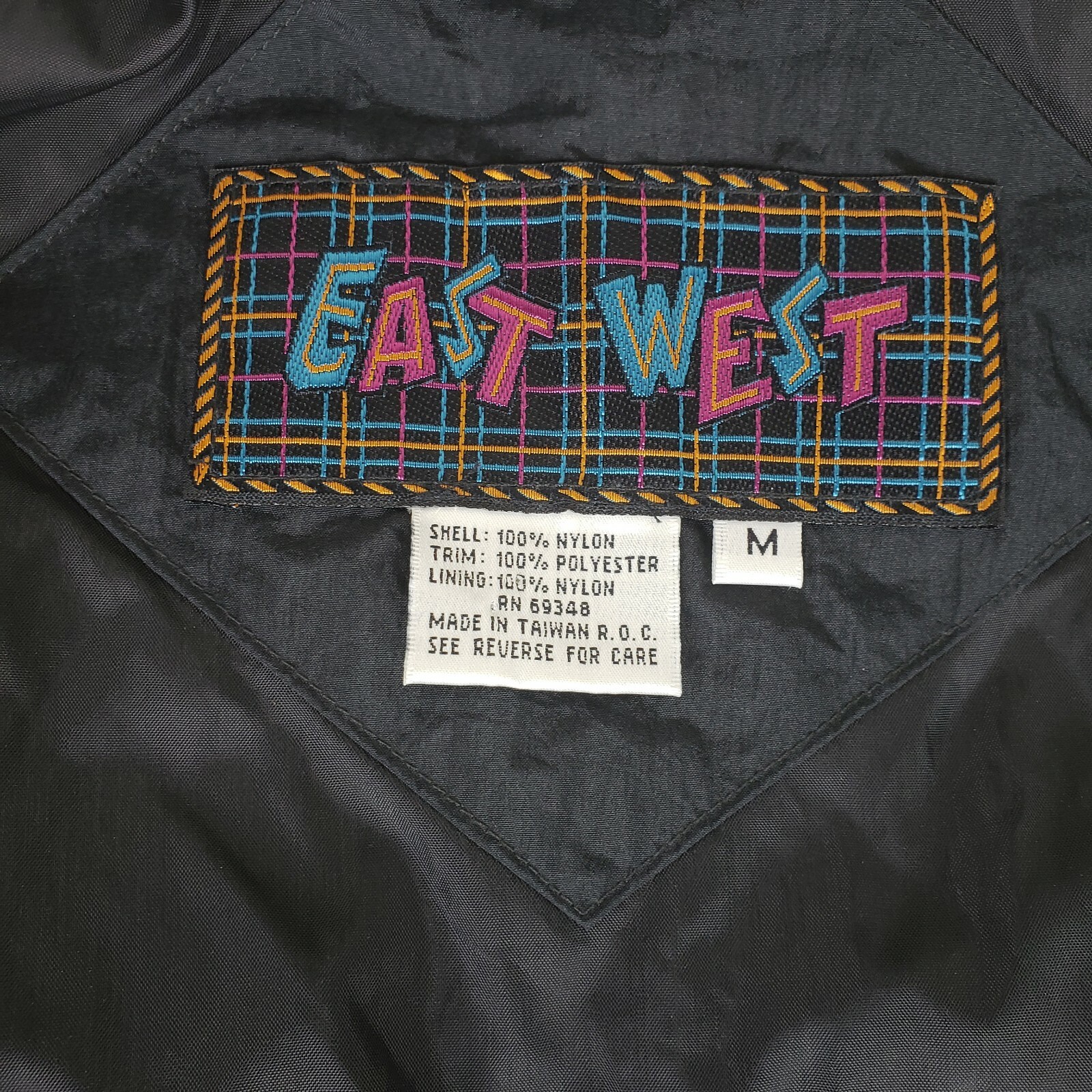 Vintage East West Track Jacket Medium Windbreaker Black Purple Teal Orange 90s