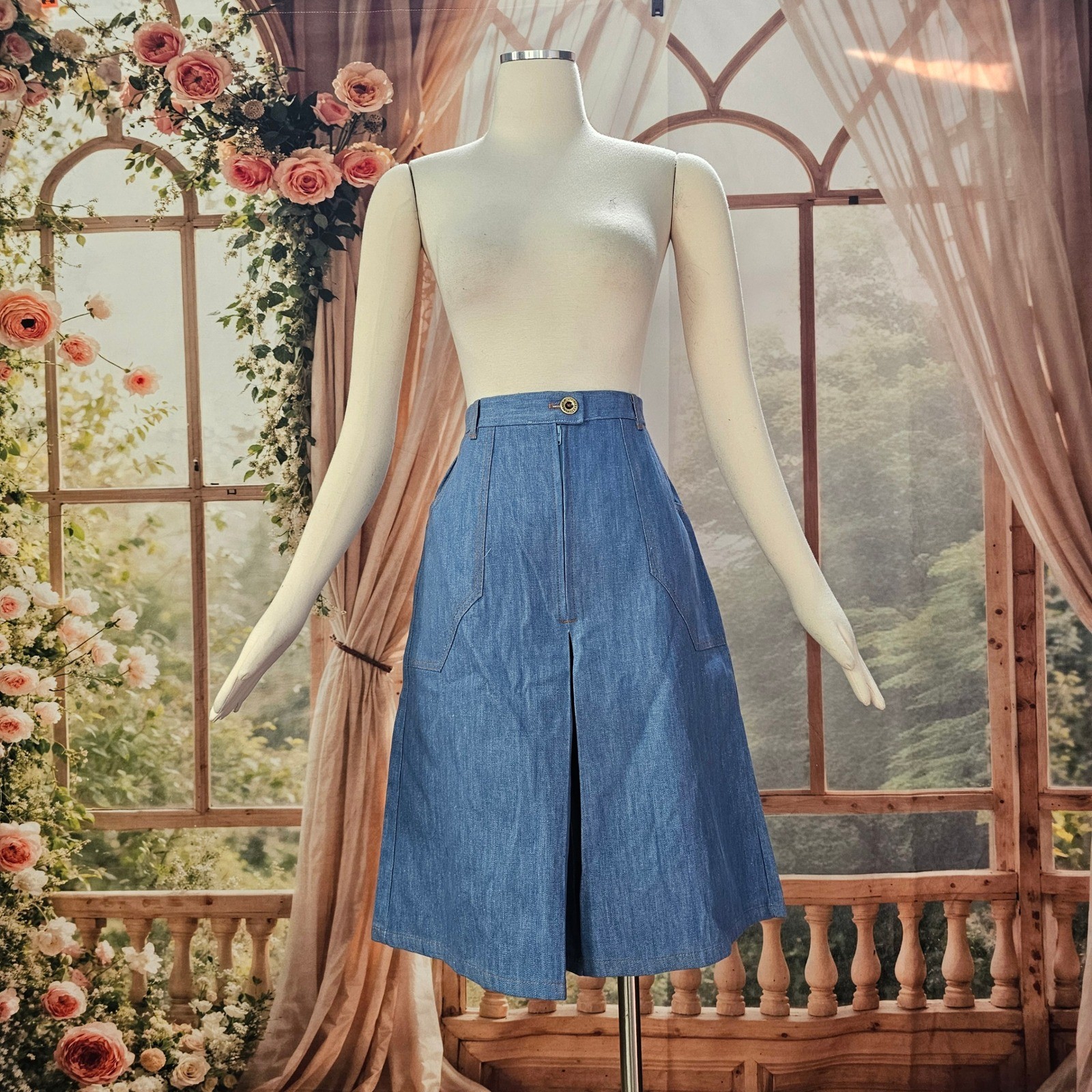 Vintage 1970s Sears The Fashion Place Denim Culottes High Waist Gaucho Pants