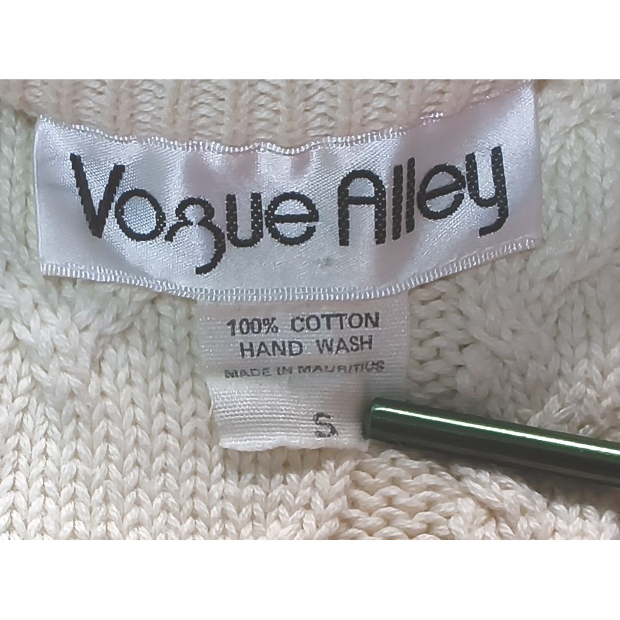 Cropped Fisherman Sweater Women Small Cream Vintage Soft Cable Mock Neck