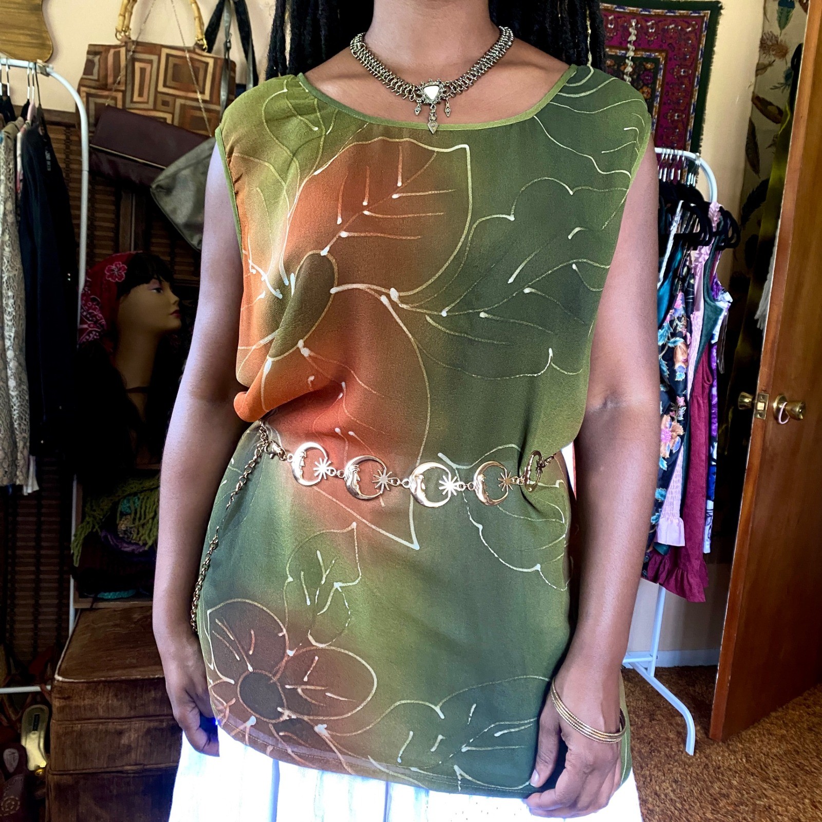 Vintage 90s Fairy Tank Top Plus Size Fairy Tunic Top Green 2X