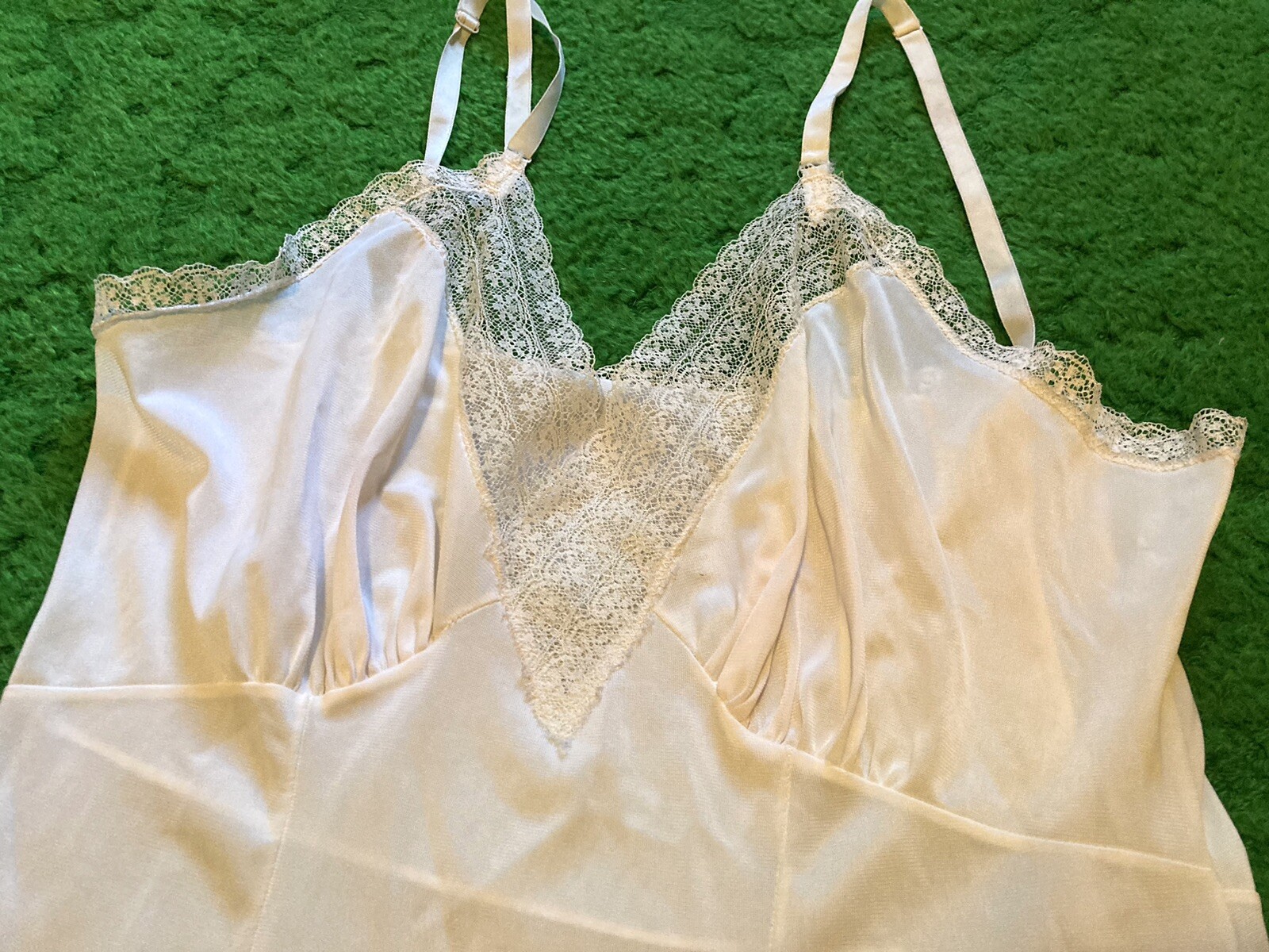 Vintage MCM DuPont Nylon Cream Slip Dress Sz 34