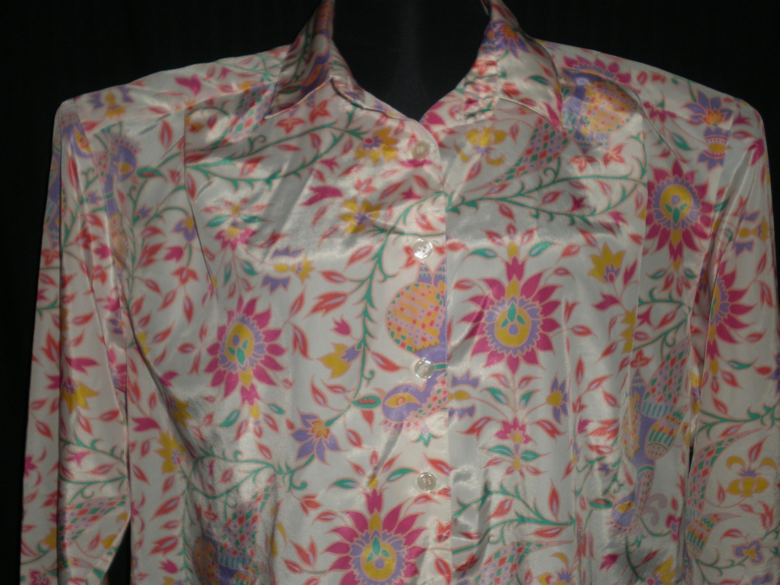 Vintage Women’s Counterparts Folk Art Print Long Sleeve Blouse Sz 10
