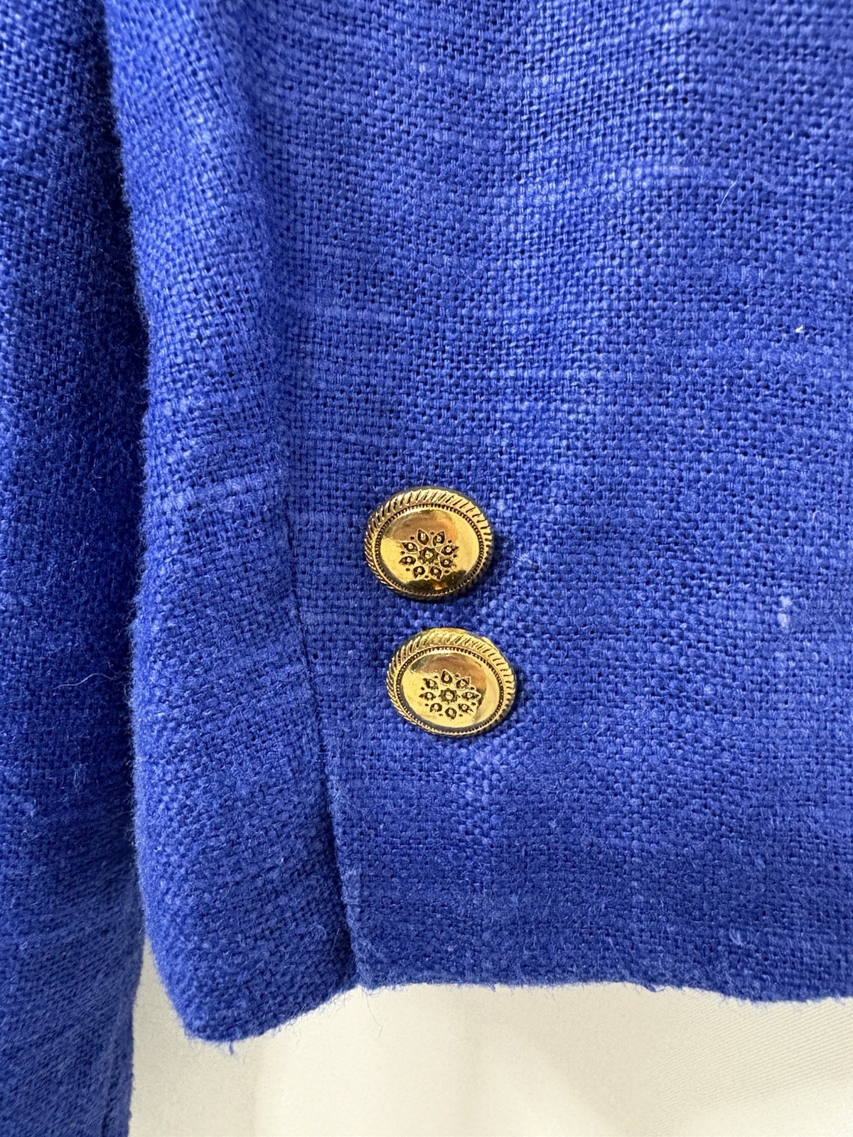 Vintage SK & Co. Royal Blue Women’s Blazer Gold Buttons Pockets Shoulder Pads