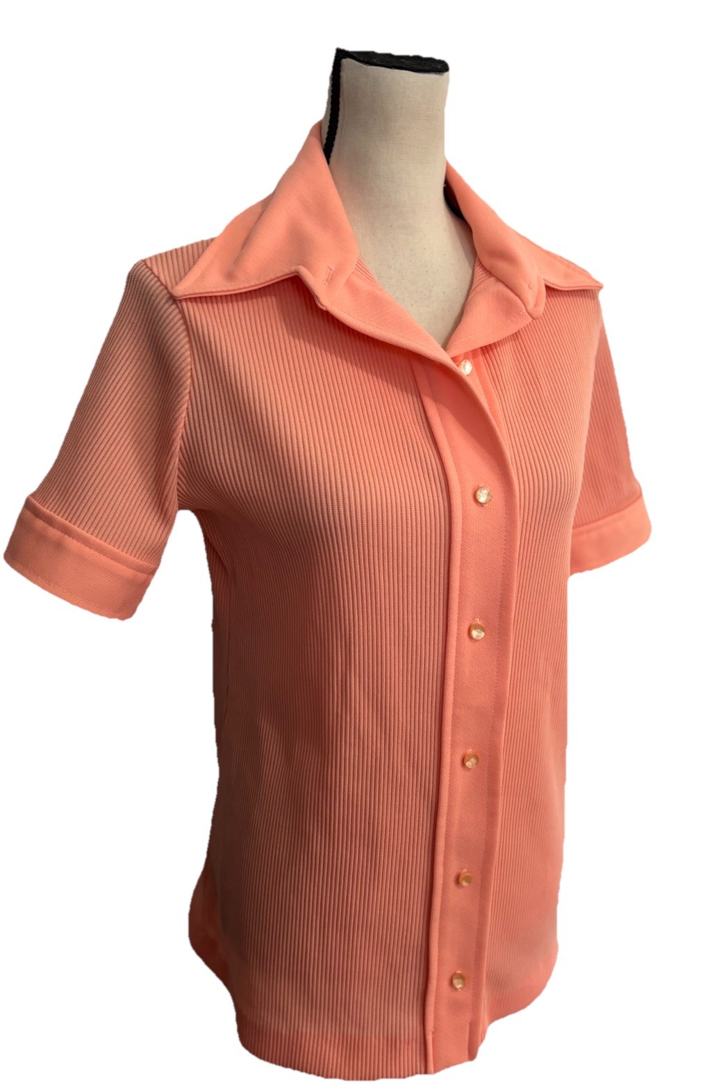 Vintage 70s Top Stage 7 Women’s Orange Shirt Blouse Pointed Collar XL