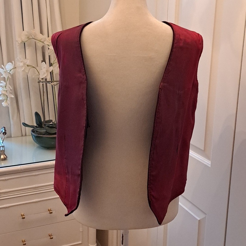 Jordache Womens Vintage Burgundy/Wine Suede Fringe Vest Western M/14