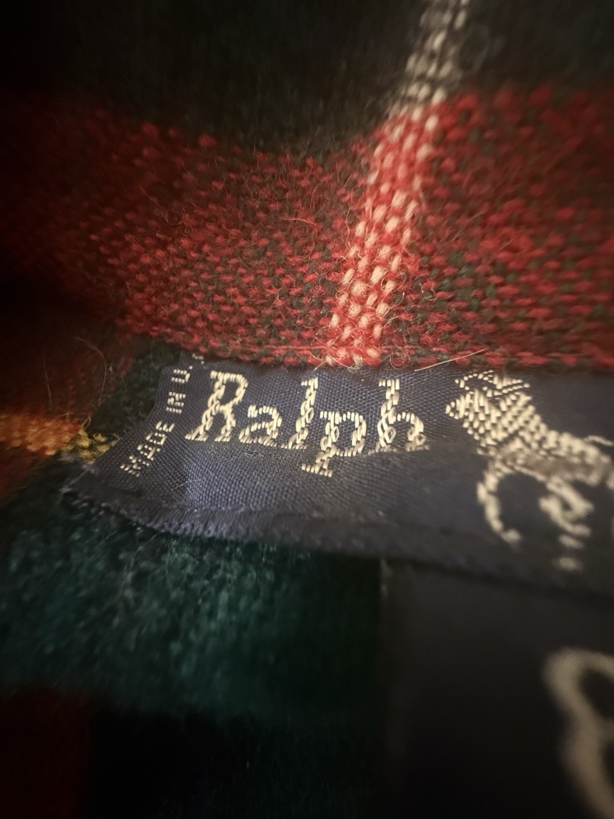 Rare Vintage Ralph Lauren Wool Tartan Plaid Button Down Woman’s Shirt Med-Lg