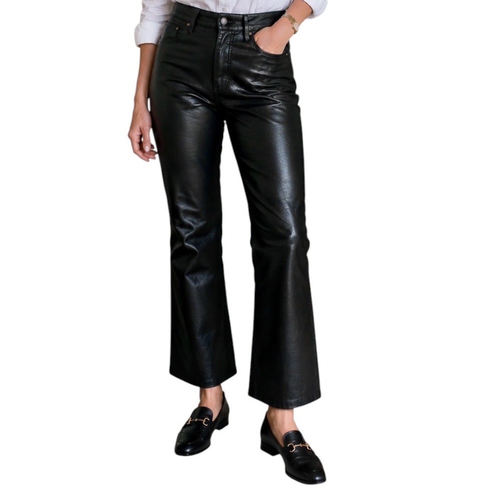Vintage Neiman Marcus Exclusive Black Leather Bootcut Pants Women’s 12 Y2K