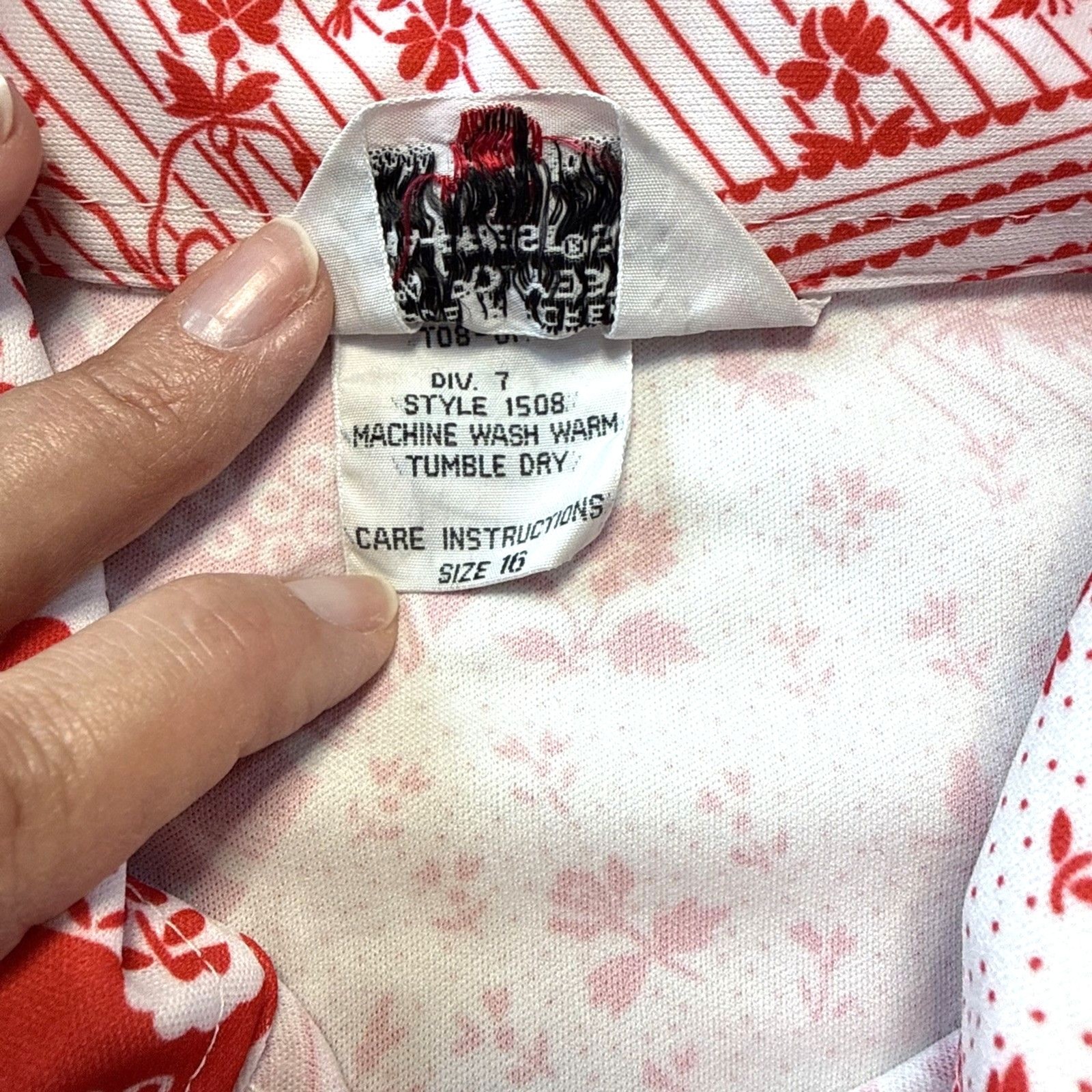 Vintage 70s Sears Sleeveless Blouse Womens M Red White Retro Mod Patchwork Top