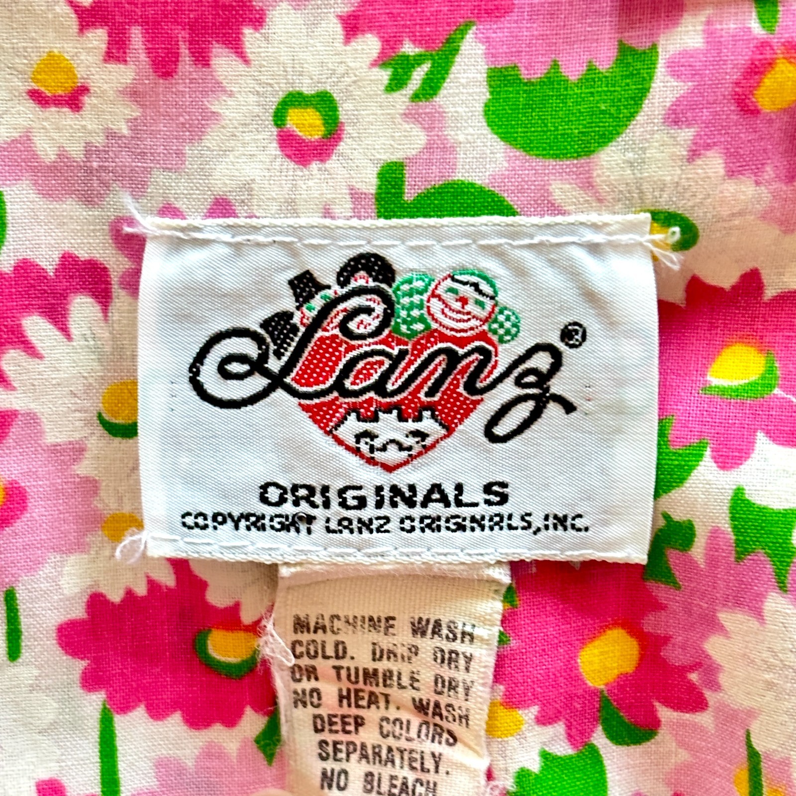 VTG Lanz Originals Pink Floral Dress Cottagecore Dress Sundress sz S/4 DARLING!