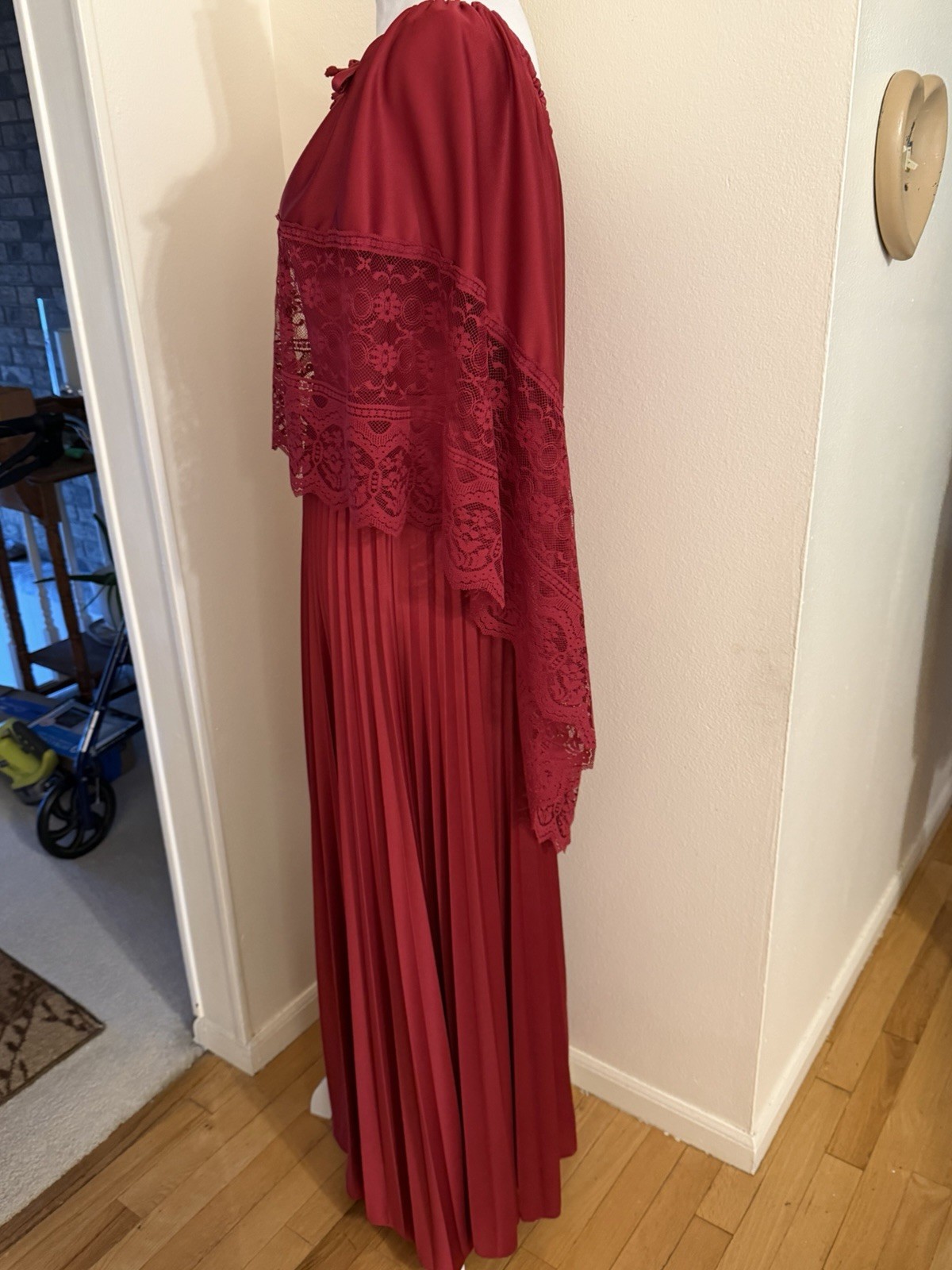Vintage Size 12 Long Burgandy Evening Gown