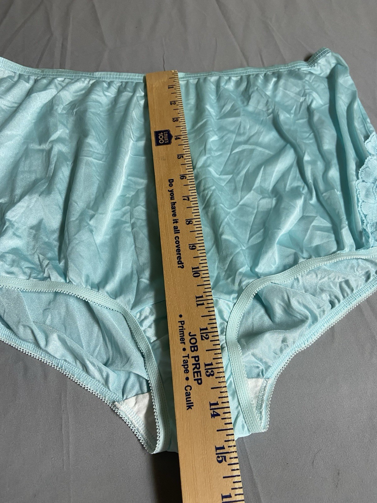Vintage VANITY FAIR Nylon Lace Trim Silky Granny Sissy Panty Aqua Blue 2XL