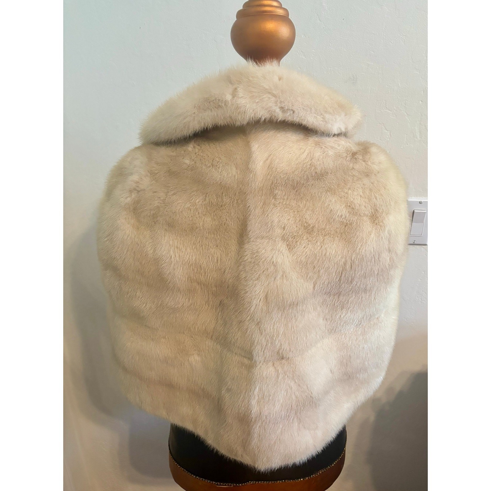 Vintage 50s 60s Ivory Mink Fur Stole Norman’s Furs Fresno Blonde Bridal Wrap EUC
