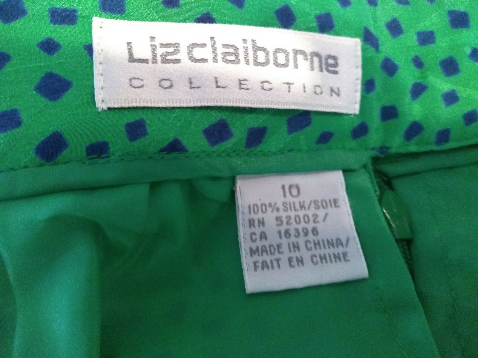 Vintage Liz Claiborne Collection Front Pleat Skirt Green blue Size Medium EUC