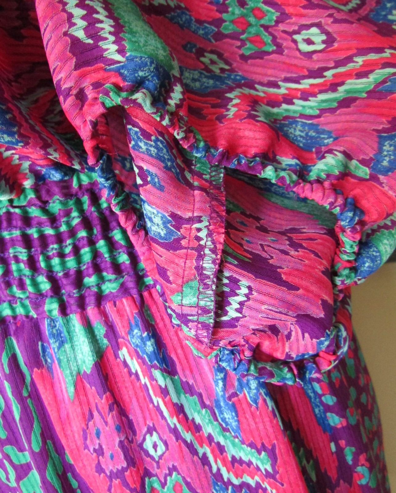 VTG Susan Freis Pink & Purple Leopard Ikat Dress Sz M