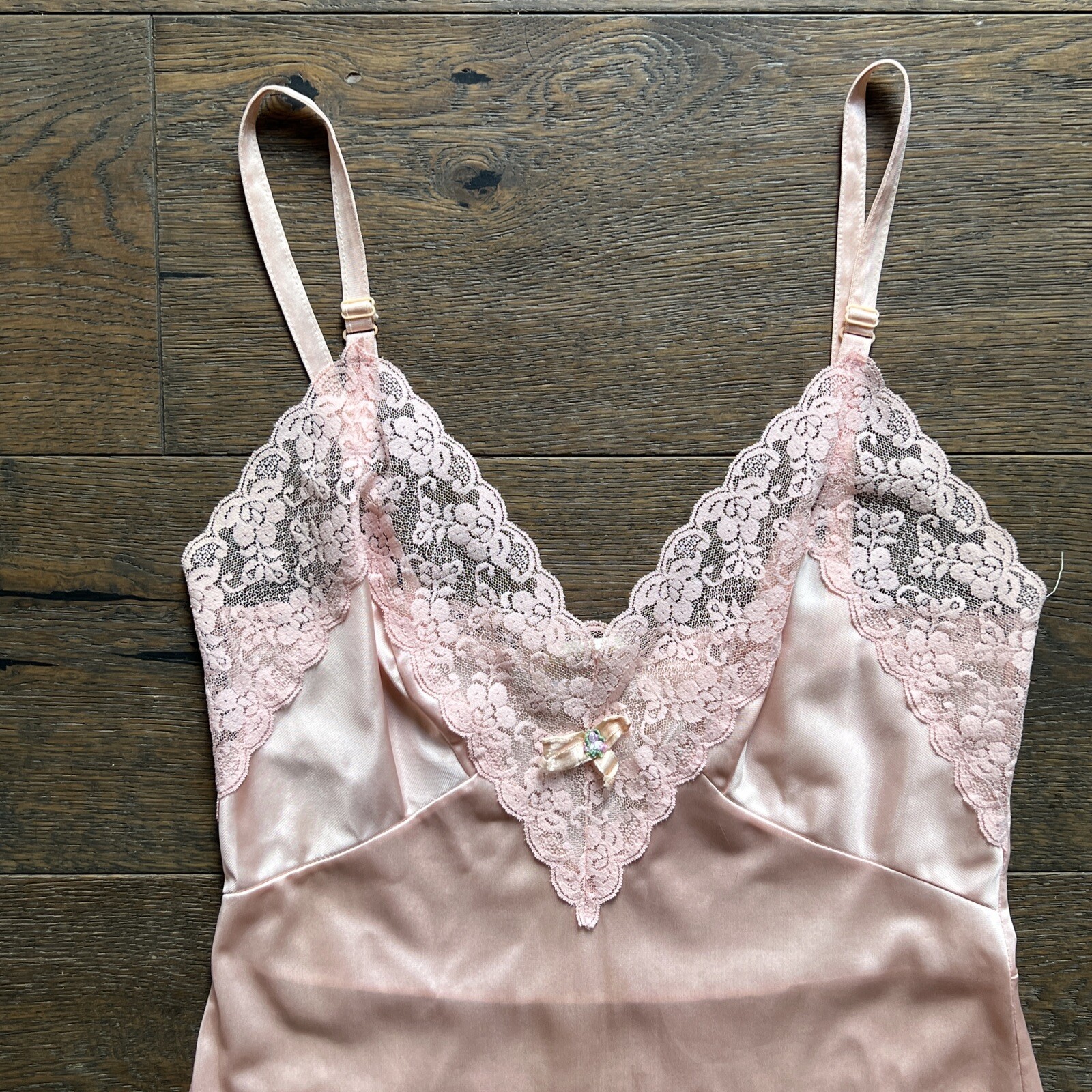 Vintage Sliperfection Womens 34 Pink Nylon Tricot/Lace Full Slip Antron III