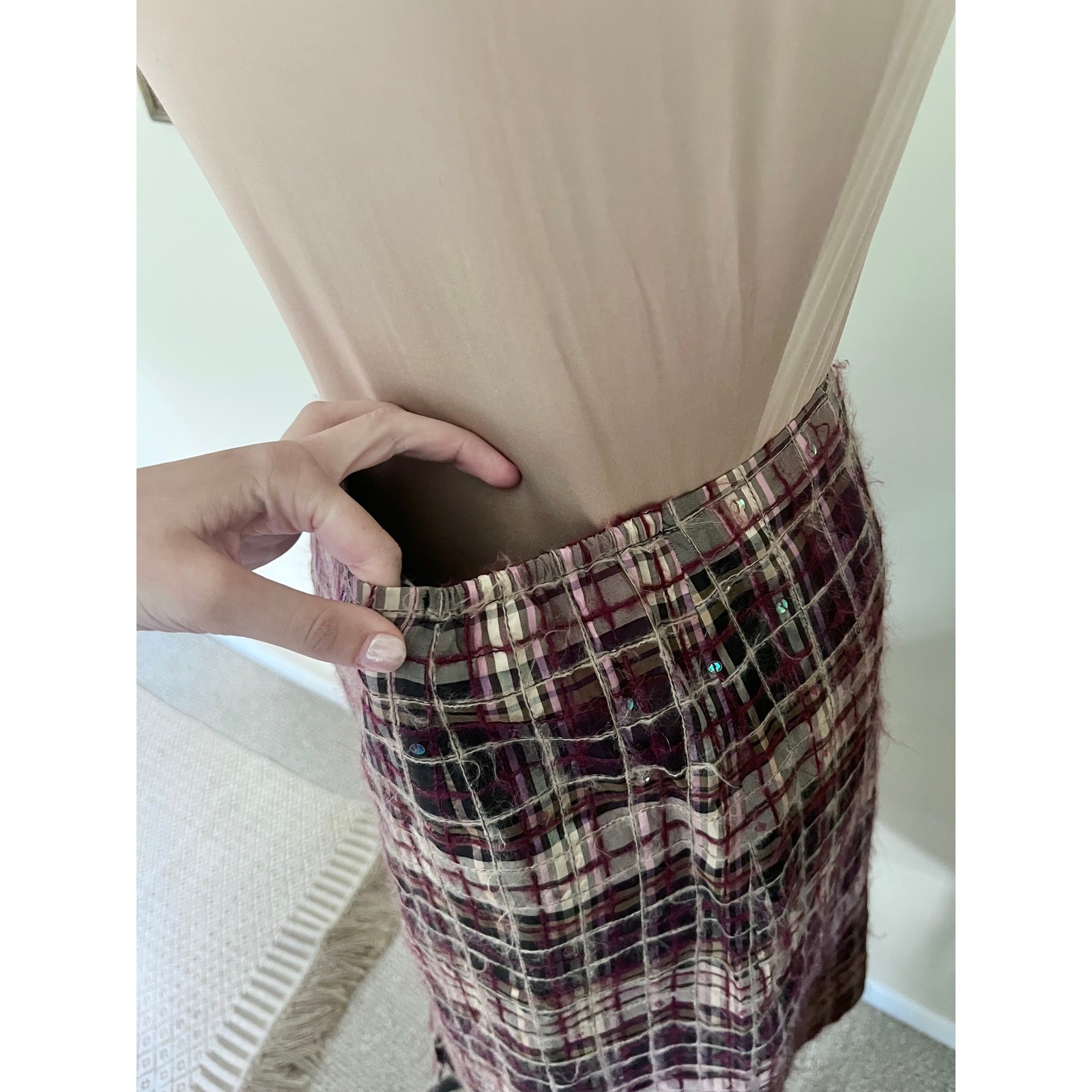 Vintage Y2K Focused By Shani Silk Plaid Skirt