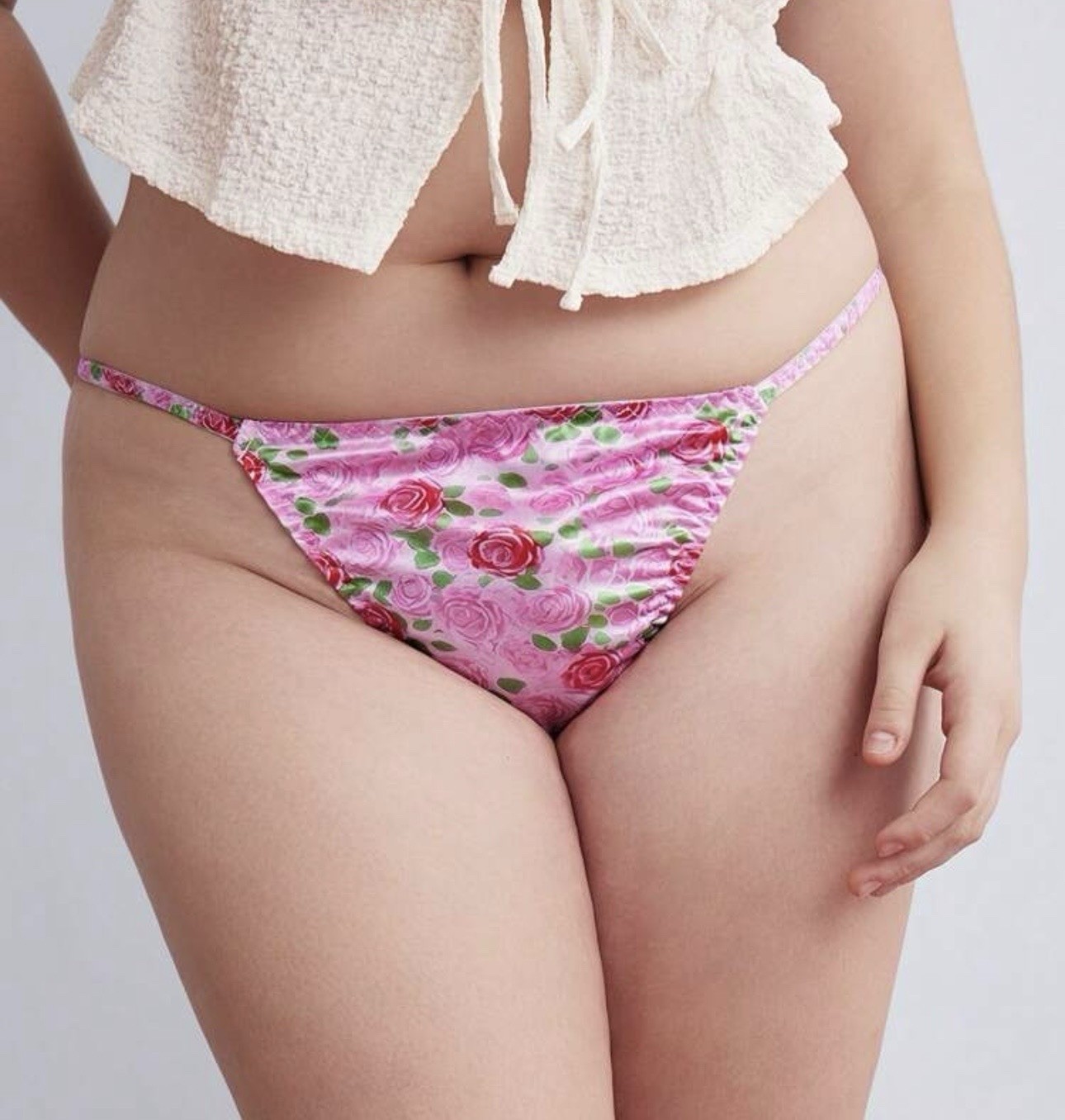 VTG 90’s Style Satin Polyester String Bikini Multi-Floral Panties PLUS 1XL NEW