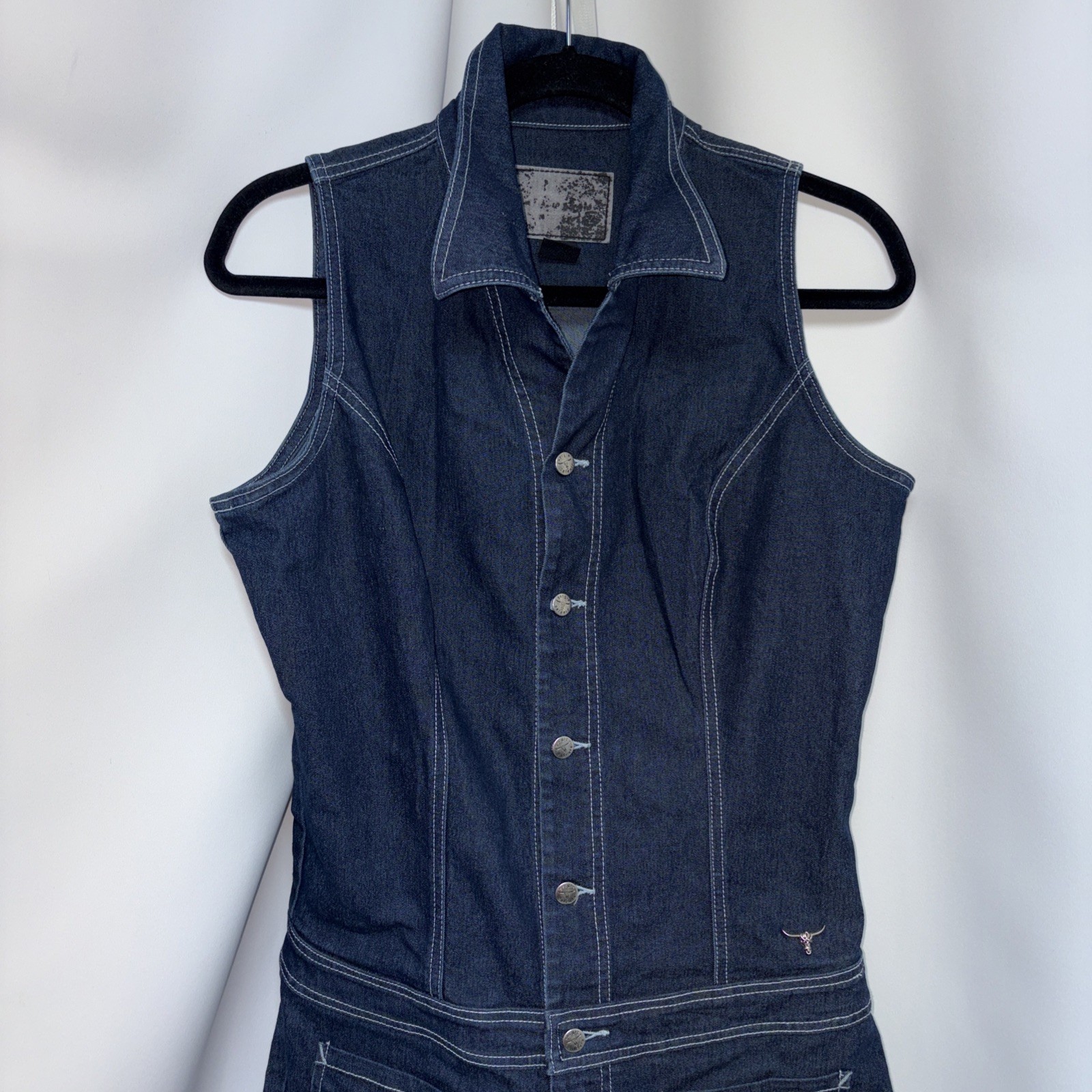 Vintage Sergio Valente Denim Cropped Jumpsuit Size 32 (12-14)