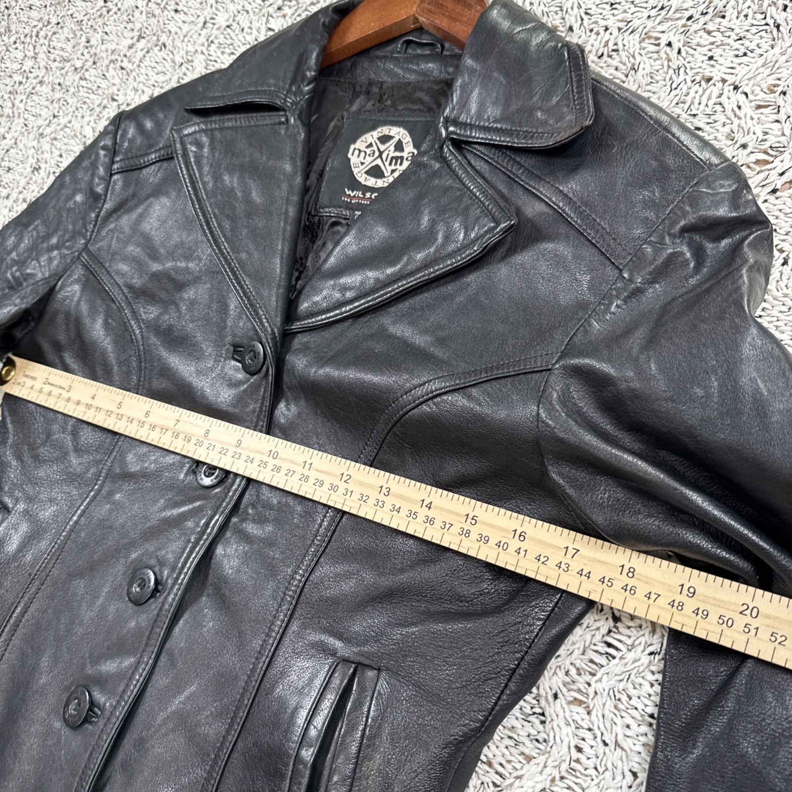 Vintage 90s Wilsons Leather Maxima Women’s Black Leather Jacket Size M Button Fr