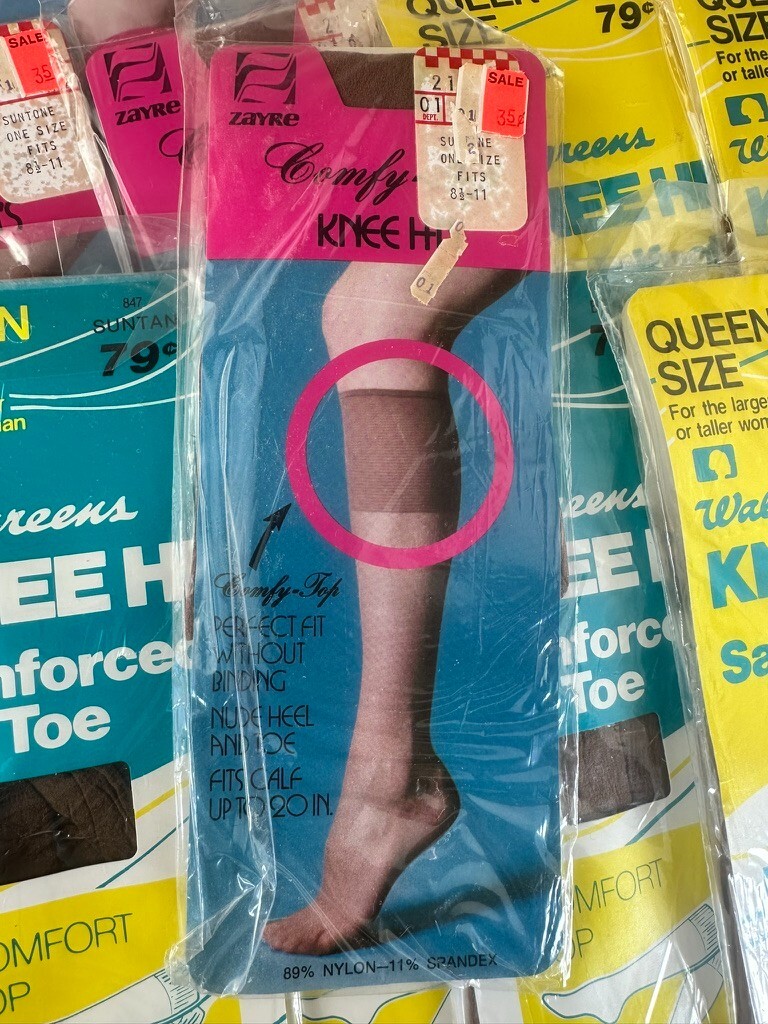 44 vintage knee high stockings LOT 8.5 – 11 Suntone Black Nude Mix Sandalfoot