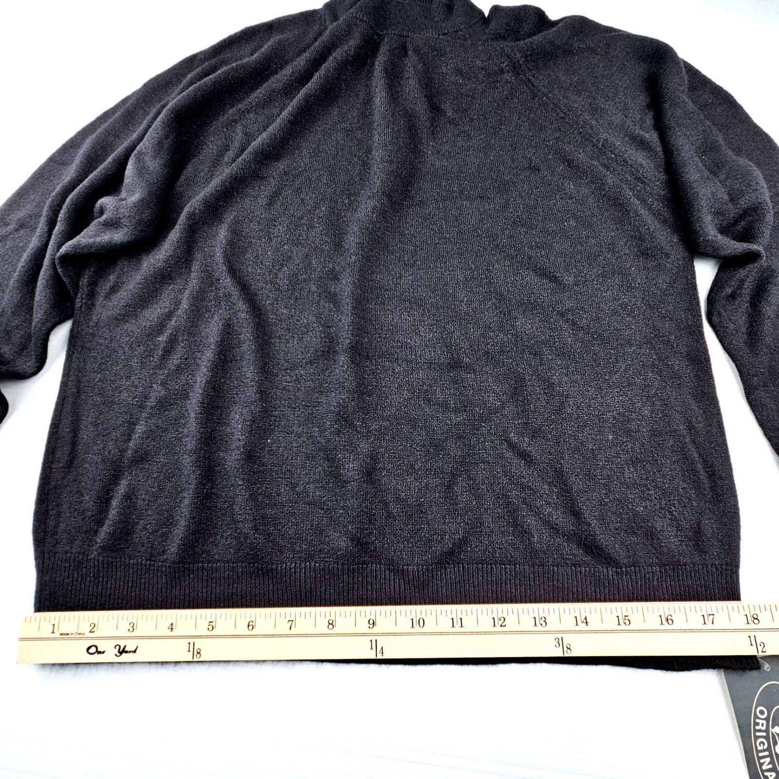 Vintage Designers Originals Black Mock Neck Sweater Luxelon Zip Back Large NWT