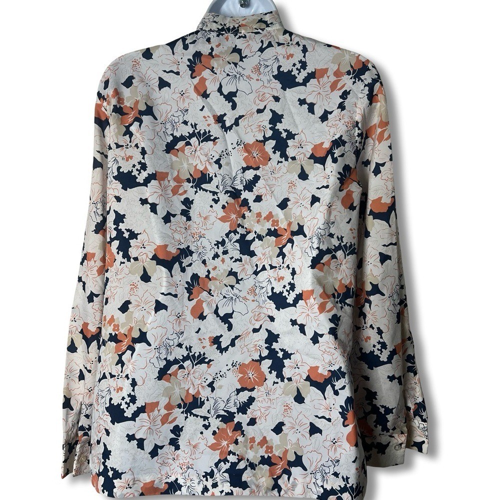 Catalina – Floral Bow Tie Neck Blouse Long Sleeve Button Down VTG 70s – Sz. 12