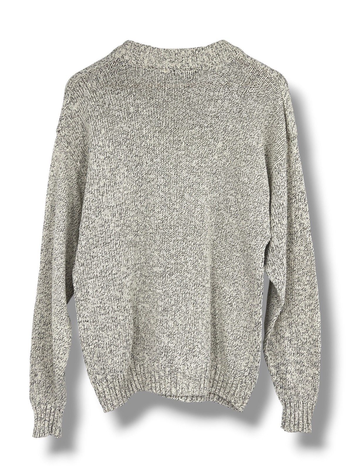Vintage Hunt Club Heavy Knit Ivory Gray Marled Silk Cotton Blend Sweater Men’s M