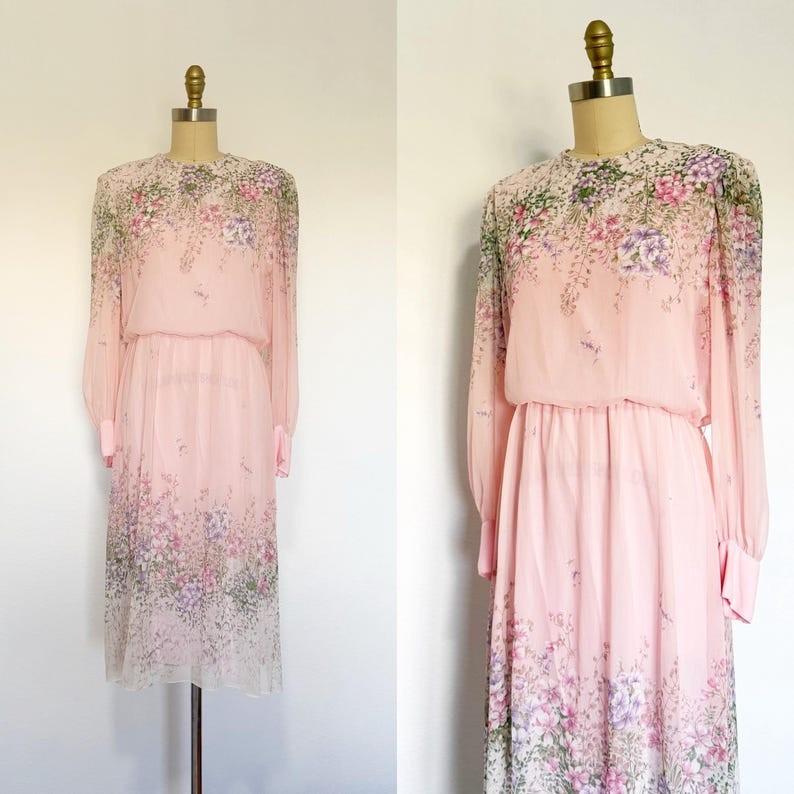 1970s Hanae Mori Dress / Rare Hanae Mori / 1970s Floral Dress / Size Medium