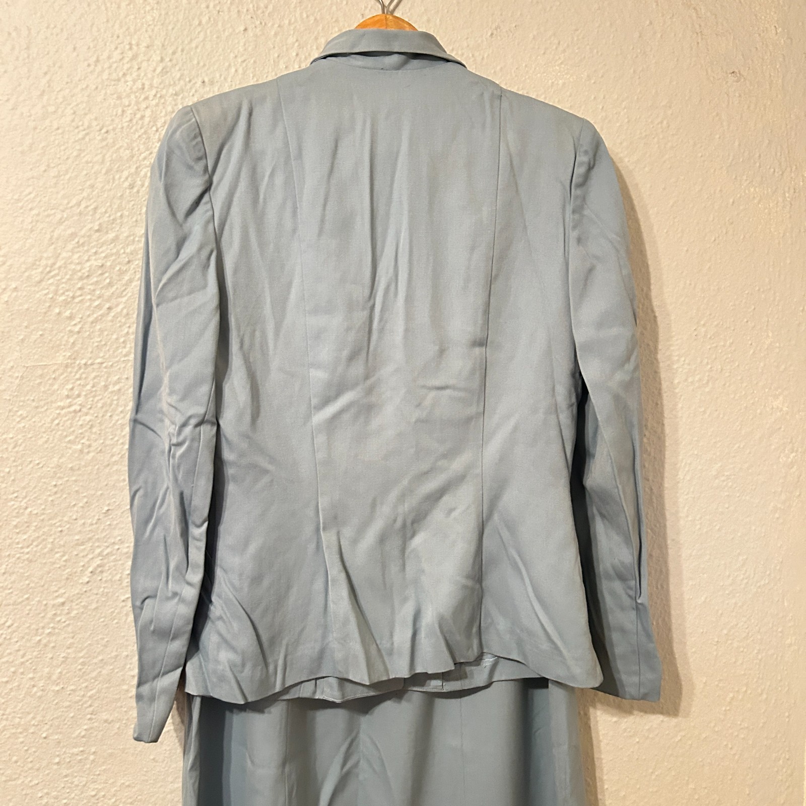 Vintage 1940’s Lampl Women’s M Blue Wool Gabardine Skirt Suit