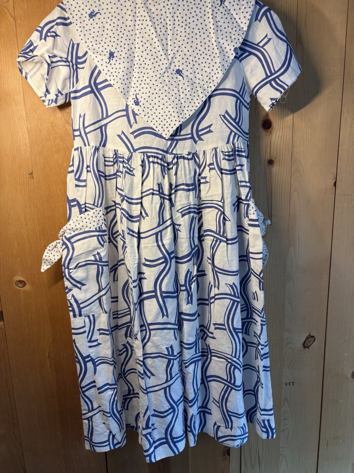 VTG COTTAGECORE Sailor Collar PRARIE Rococo Dress Girls XL WOMENS 2XS EUC LINEN