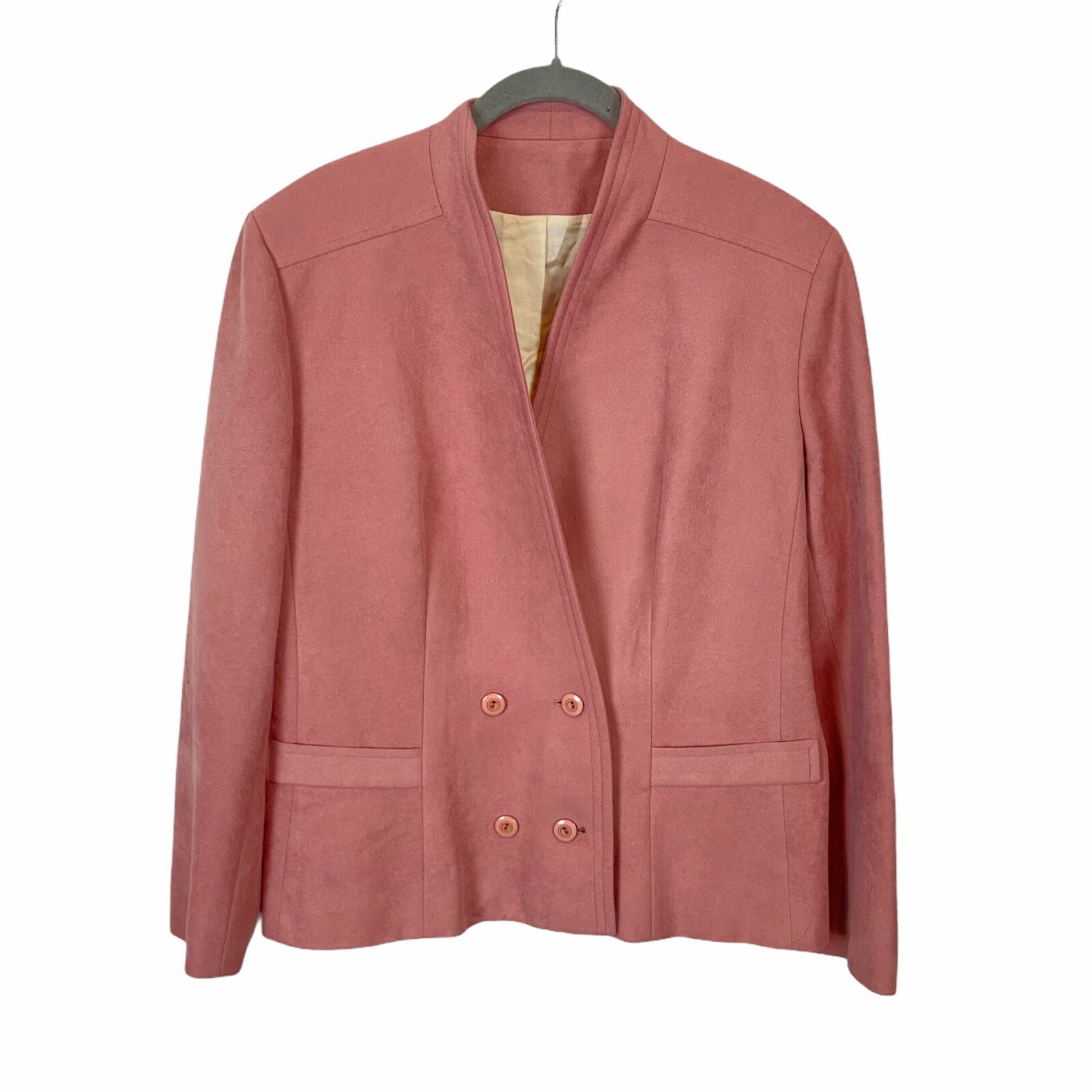 Tabe 60s Blazer Jacket Women Sz M L Secretary Chic Vintage Adaptation Dusty Pink
