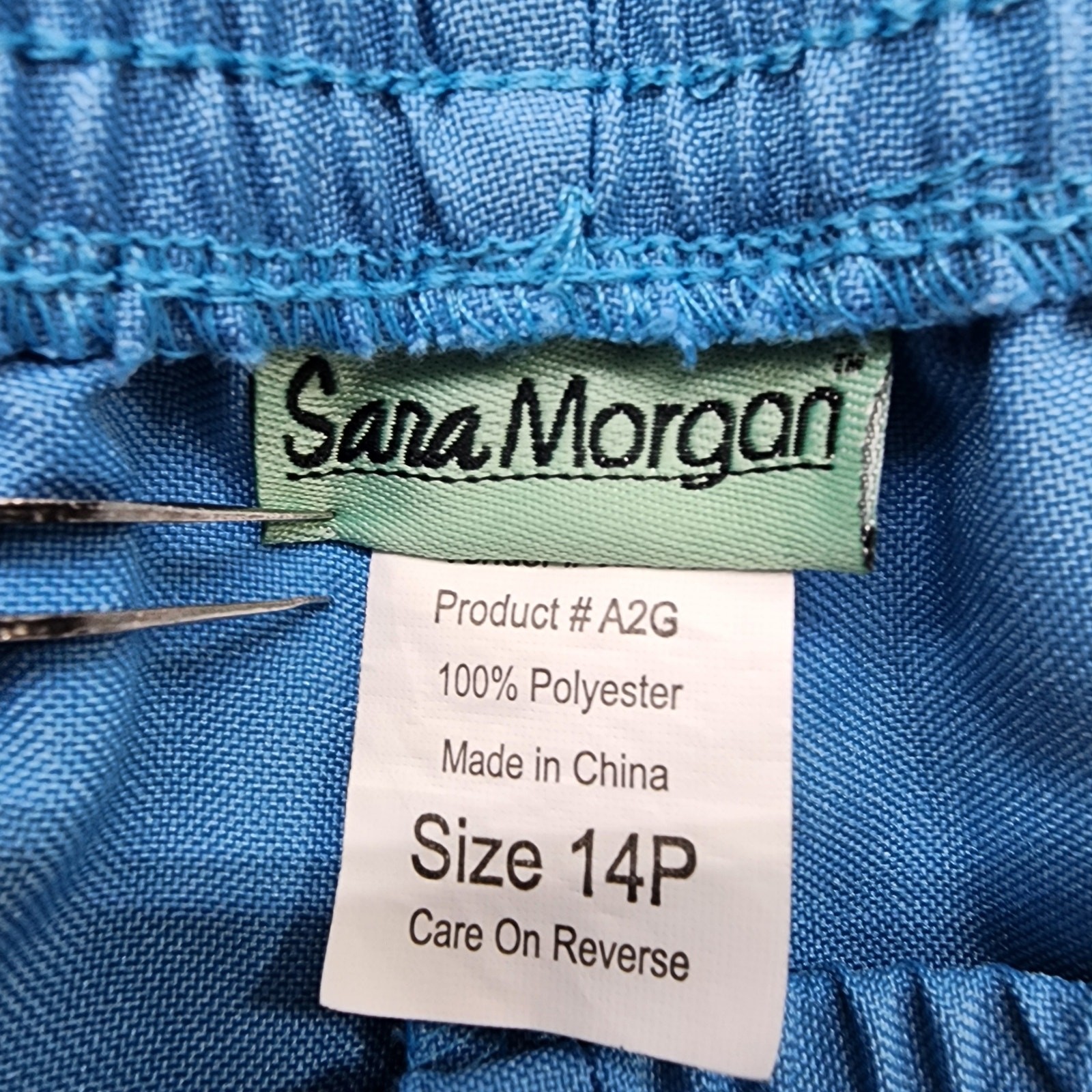 Vintage Sara Morgan Pants Womens 14P PETITE Blue Pull On Casual Comfort Pockets