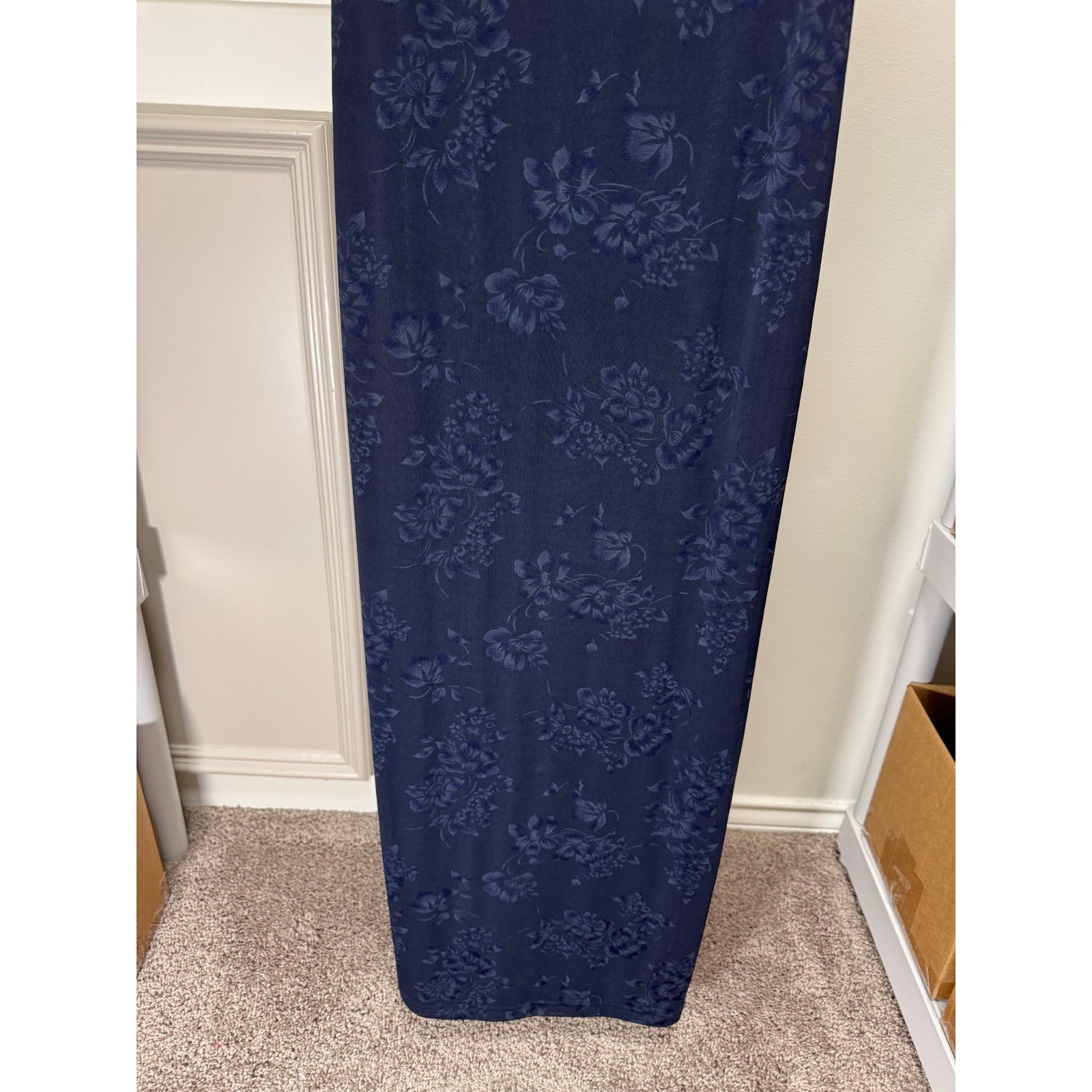 All That Jazz Maxi Dress Women Medium Navy Floral Cowl Neck 90s Vintage