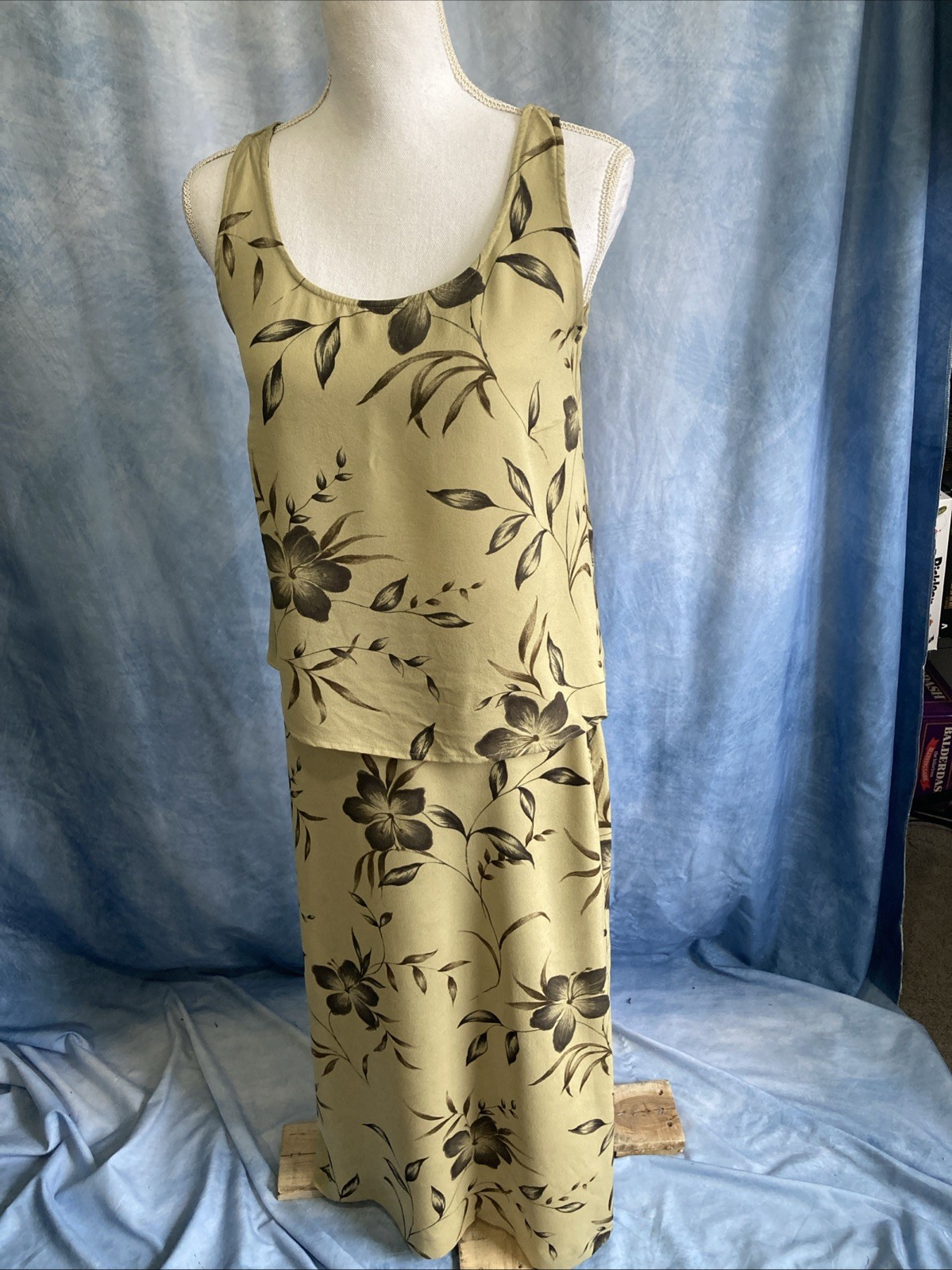 Vtg 90s Jones New York 100% Silk Floral 2pc Skirt Top Set 12 Korea Cottagecore