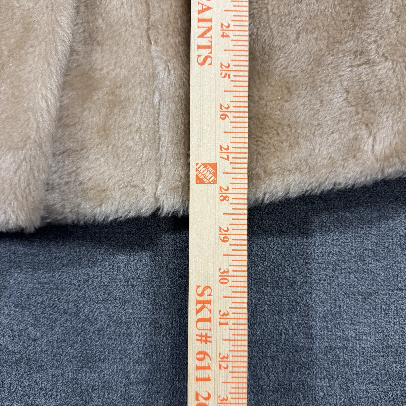 Vintage Sears Coat Womens 12 Faux Fur Camel Beige Gold Buttons Double Breasted